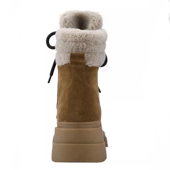 Marc Fisher Aboli Brown Suede Faux Fur Combat Ankle Boots Women’s Size 9.5 - Picture 15 of 16